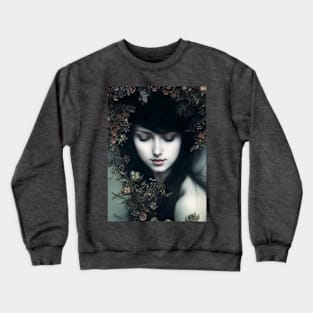 Floral Somberness: A Dark and Enchanting Portrait of Beauty and Mystery Crewneck Sweatshirt